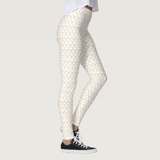 Leggings Blanc avec Motif de conception de pétoncle (Droite)