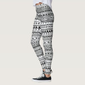 Leggings Blanc avec Motif de design ethnique noir (Gauche)