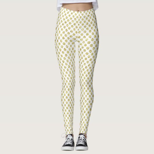 Leggings Blanc avec points d'or (Devant)