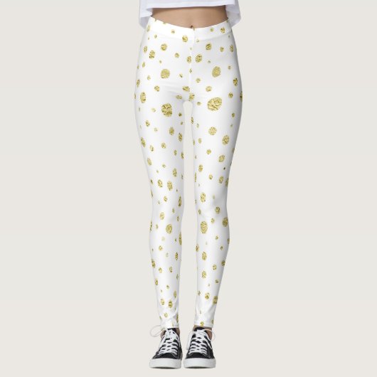 Leggings Blanc avec points d'or (Devant)