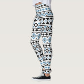 Leggings Blanc aztèque de noir bleu du motif II d'essence (Gauche)