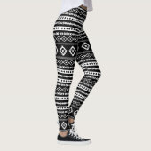 Leggings Blanc aztèque sur Motifs noir mélangés Rpt Motif (Droite)