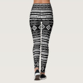 Leggings Blanc aztèque sur Motifs noir mélangés Rpt Motif (Dos)