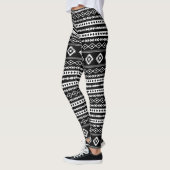 Leggings Blanc aztèque sur Motifs noir mélangés Rpt Motif (Gauche)