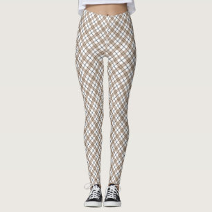 Leggings Blanc beige noir diagonale lumière à damiers motif