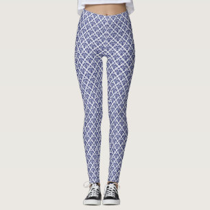 Leggings Blanc Bleu 2 Couches - Damassé #2 Fond DIY Ptn NB