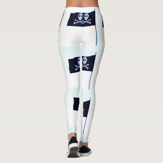 Leggings blanc de drapeau de jolly roger (Dos)