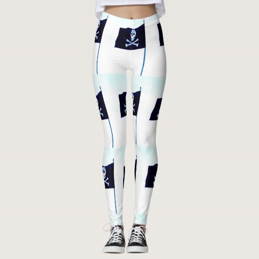 Leggings blanc de drapeau de jolly roger (Devant)