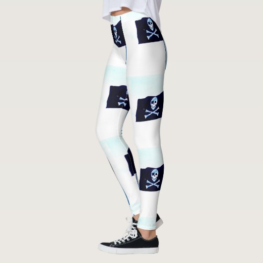 Leggings blanc de drapeau de jolly roger (Gauche)