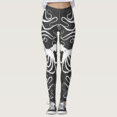 Leggings Blanc du poulpe d'Amy sur le gris - guêtres (Devant)