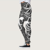 Leggings Blanc du poulpe d'Amy sur le gris - guêtres (Gauche)