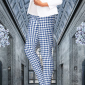Leggings Blanc et bleu marine Houndstooth
