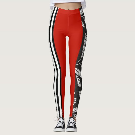 LEGGINGS BLANC ET NOIR ROUGES (Devant)
