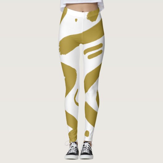 Leggings Blanc et or tribal (Devant)