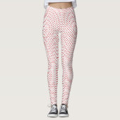 Leggings Blanc et rouge Polka Dot Motif Full (Devant)
