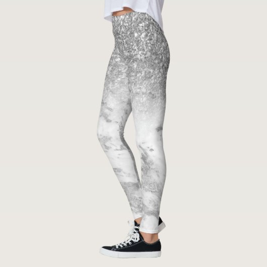 Leggings Blanc faux marbre et ombre parties scintillant (Gauche)