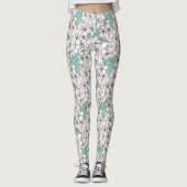 Leggings Blanc Flora Bunch Aqua Turquoise Brown (Devant)