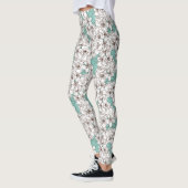 Leggings Blanc Flora Bunch Aqua Turquoise Brown (Gauche)