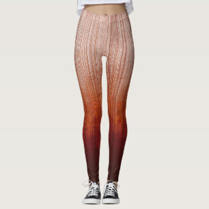Leggings Blanc gris orange Rouge ombre rayures rustique