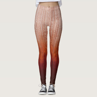 Leggings Blanc gris orange Rouge ombre rayures rustique