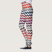 Leggings Blanc gris rouge Chevron Motif Burlap Look (Gauche)