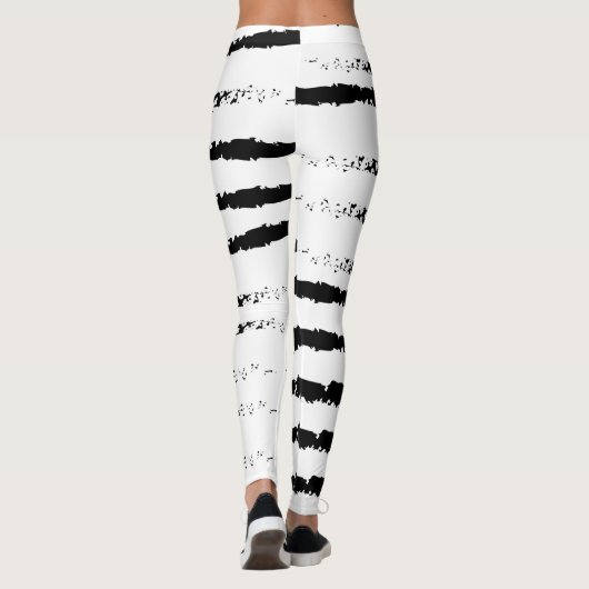 Leggings Blanc noir rayé (Dos)