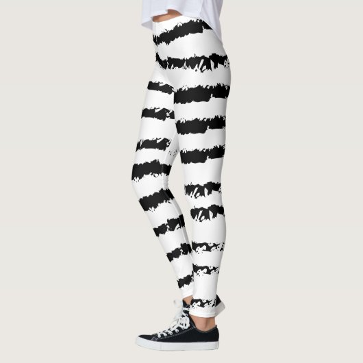 Leggings Blanc noir rayé (Gauche)