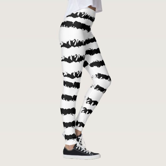 Leggings Blanc noir rayé (Droite)
