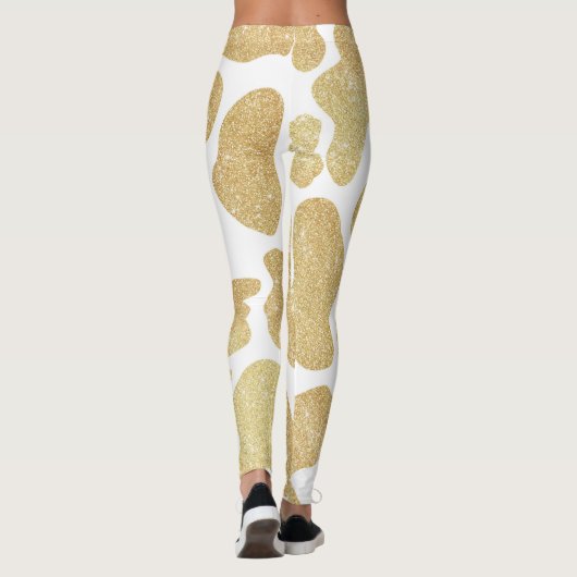 Leggings Blanc Or simple Grandes Portes de vache Motif anim (Dos)