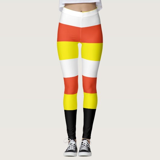 Leggings Blanc Orange Jaune et Noir Corne de bonbons Hallow (Devant)