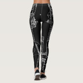 LEGGINGS BLANC OUVRIER DE NOIR DE MODÈLE DE DESSIN (Dos)