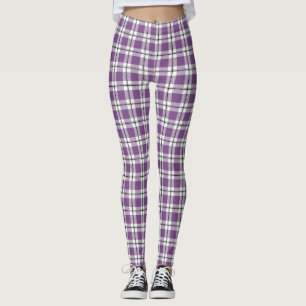 Leggings Blanc pourpre et noir Vintage Plaid Motif