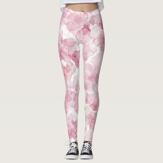 Leggings Blanc rose Abstrait (Devant)