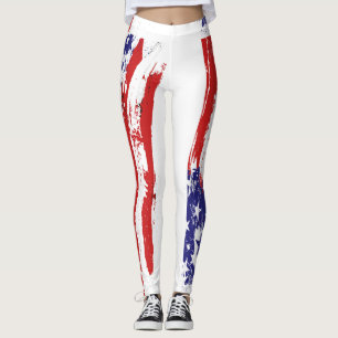Leggings Blanc rouge & Bleu, Patriot, Liberté, Drapeau am
