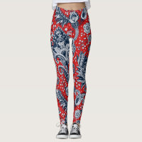 Blanc rouge et bleu Floral Paisley Bohemian Boho