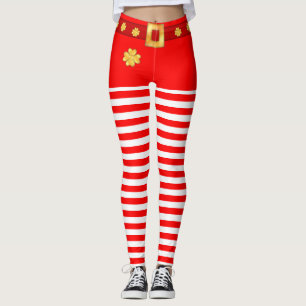 Leggings Blanc rouge mignon barré