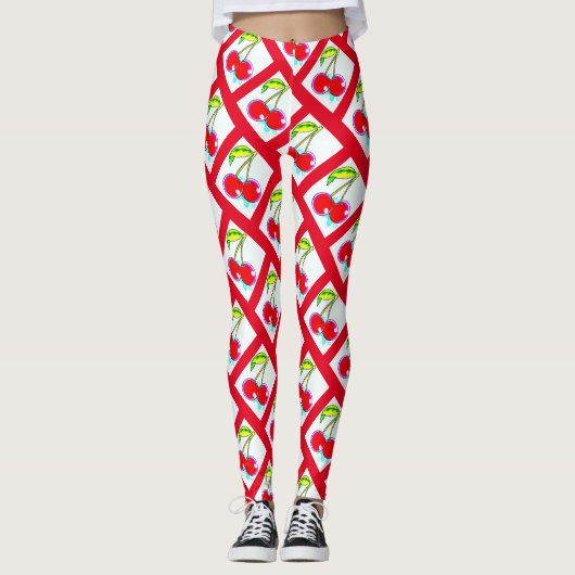 Leggings Blanc rouge Thunder_Cove de cerises (Devant)