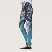 Leggings Blanc Sun Moon Mandala Blue Gradient Design (Gauche)