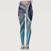 Leggings Blanc Sun Moon Mandala Blue Gradient Design (Devant)