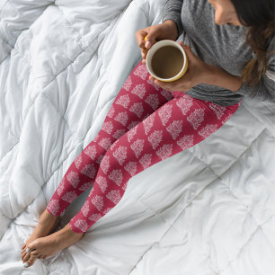 Leggings Blanc sur arbre de Noël scandinave rouge