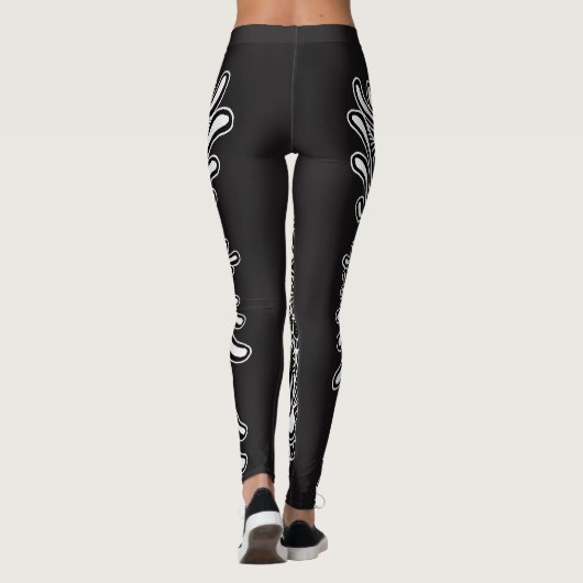 Leggings Blanc sur le mandala noir (Dos)