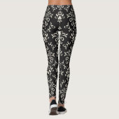 Leggings Blanc sur noir Motif de Damas florales (Dos)