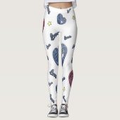 Leggings blanco con corazones de azul jeans (Devant)
