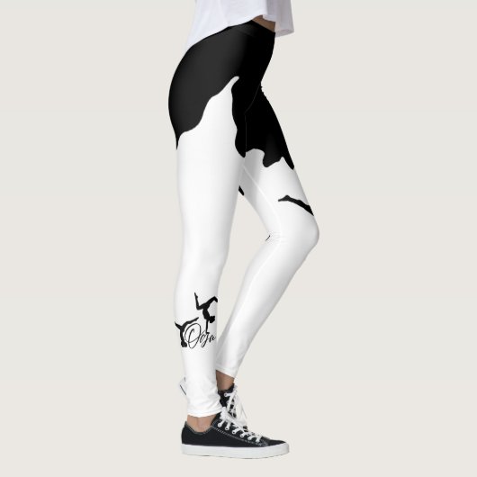 Leggings blanco con corte de negro para yoga (Droite)