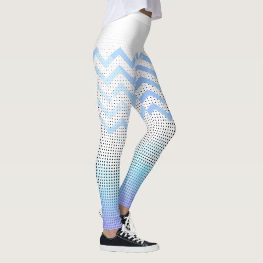 Leggings blanco con zigzag azul (Droite)