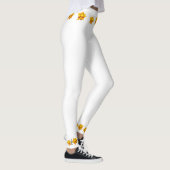 Leggings blancs au design floral jaune (Droite)