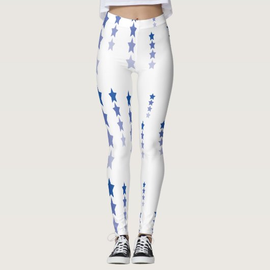 Leggings blancs aux étoiles bleues (Devant)