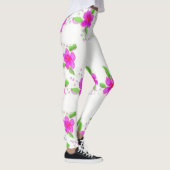 Leggings blancs avec impression de fleurs roses (Droite)