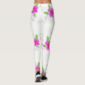 Leggings blancs avec impression de fleurs roses (Dos)