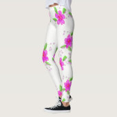Leggings blancs avec impression de fleurs roses (Gauche)